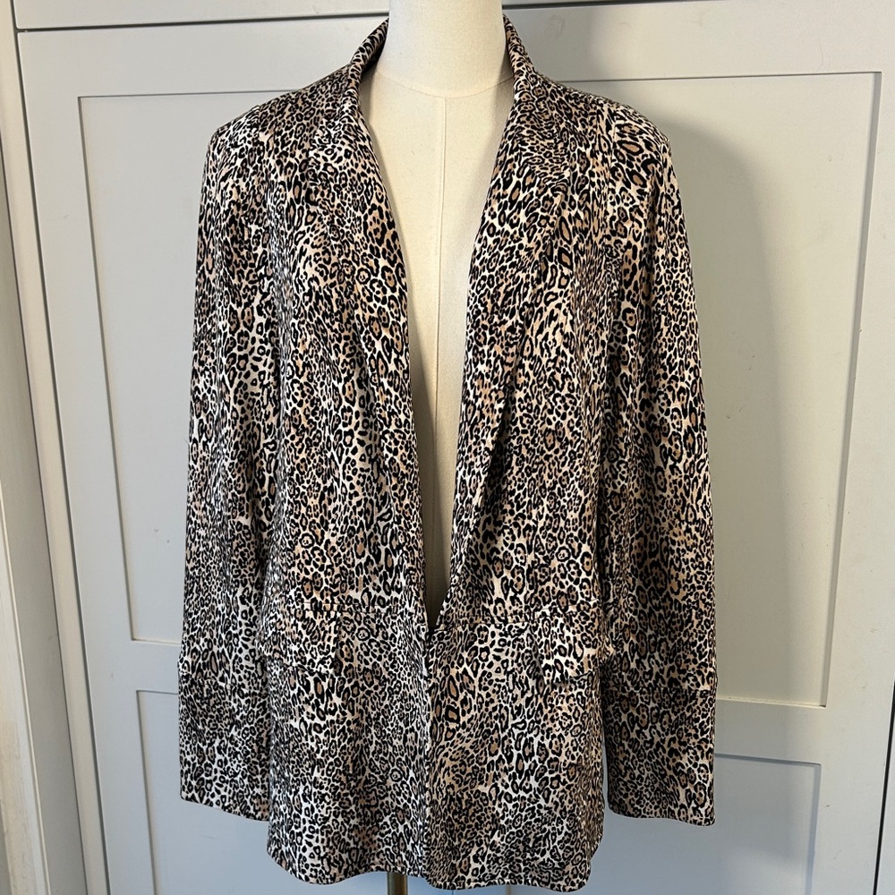 Chico's Women’s Animal Print Knit Blazer - Size 14/16 Preowned